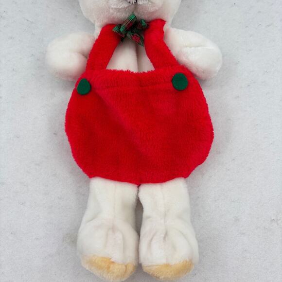 Santas Best Stocking Bear Plush Pockets Card Holder Red Suit Hat Vintage Hanging - Picture 8 of 11